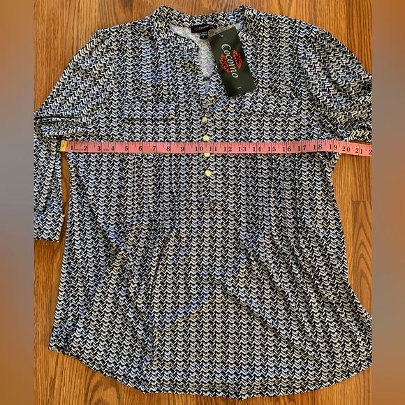 COCOMO Large 3/4 sleeve White Black women’s Pintuck Blouse top shirt - Picture 6 of 10